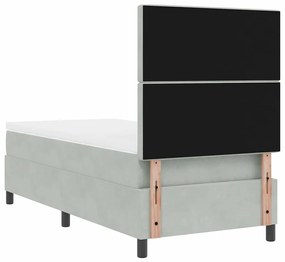 Cama Box Spring com Colchão Cinza Claro 90x200 cm Veludo