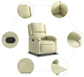 Poltrona reclinável elevatória couro genuíno cor creme