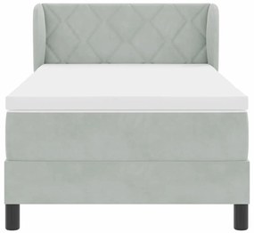 Cama Box Spring com Colchão VidaXL Cinza Claro 90x200 cm Veludo