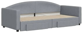 Sofá-cama c/ gavetão e gavetas 90x200 cm tecido cinzento-claro
