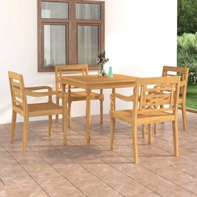 vidaXL 5 pcs conjunto de jantar para jardim madeira de teca maciça