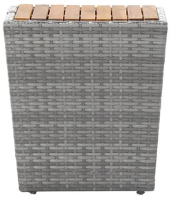 5 pcs conjunto bistrô de jardim vime PE/acácia maciça cinzento