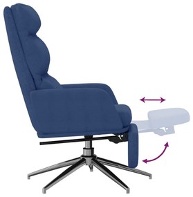 Cadeira de descanso com apoio de pés tecido azul