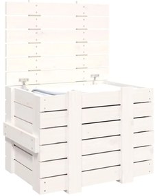 Caixa de arrumação 58x40,5x42 madeira de pinho maciça branco
