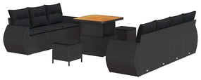 Conjunto de Sofás de Jardim vidaXL de 10 Peças com Almofadas Preto Vim