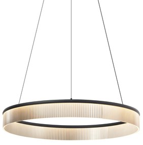 Candeeiro suspenso moderno preto 78cm incl. LED regulável em 3 níveis - Anello Chandelier