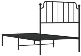 Estrutura de cama com cabeceira 90x200 cm metal preto