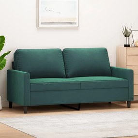 Sofá de 2 lugares 140 cm veludo verde-escuro