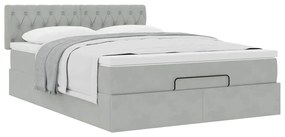Estrutura de cama otomana com colchão 140x200 cm cinzento claro