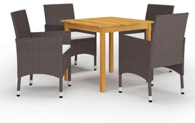 vidaXL 5 pcs conjunto de jantar para jardim castanho