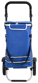 Carrinho de Compras vidaXL com Rodas e Cabo Ajustável Azul 40 L