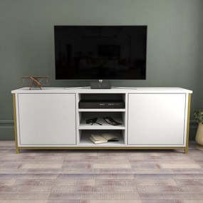 Móvel TV Otis – Dourado e Branco – 140 cm x 35,3 cm x 50,8 cm