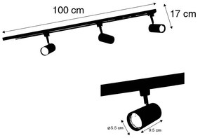 Moderno sistema de trilhos monofásico com 3 pontos pretos - Jeana Moderno