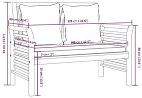 3 pcs conjunto lounge de jardim c/ almofadões acácia maciça