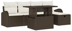 Conjunto de Sofás de Jardim vidaXL de 6 Peças com Almofadas Castanho R