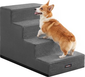 Escada para cães com 4 degraus, em espuma, lavável, cinzento escuro
