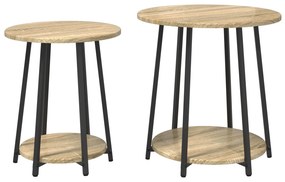 Conjunto de Mesas de Apoio 2 pcs Carvalho Sonoma em Madeira Compensada