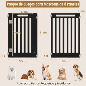 Parque Modular para Cães, 53 x 81 cm, Fecho Duplo, Preto