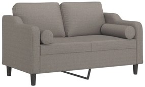Sofá 2 lug. +almofadas decoração 120cm tecido cinza-acastanhado
