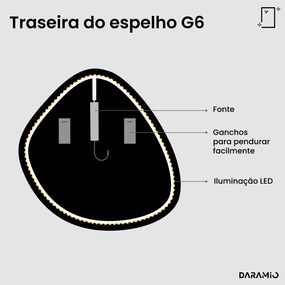 Espelho com luz em forma de seixo G6