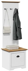 vidaXL Armário corredor com ganchos BODO branco castanho 50x40x157 cm