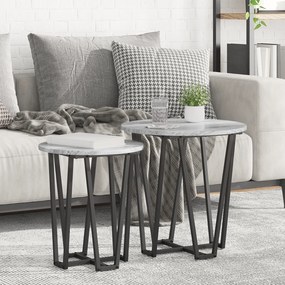 Conjunto de Mesas de Apoio 2 pcs Cinza Sonoma em Madeira e Metal