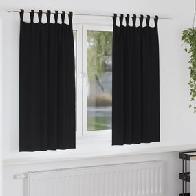 Cortinas opacas com cortinas 2 pcs Preto 175 x 140 cm Poliéster