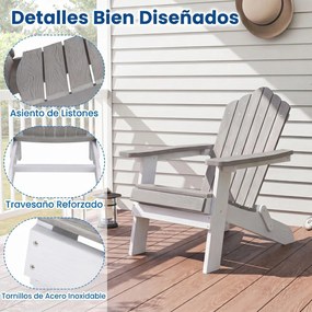Cadeira Adirondack Dobrável para Exterior, 88 x 77 x 95 cm, Suporta Até 180 kg, Cinzento