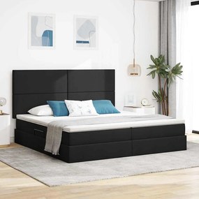 vidaXL Cama com arrumação e colchão Preto 200 x 200 cm Poliéster