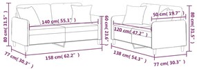 2 pcs conjunto de sofás com almofadas tecido cinzento-escuro