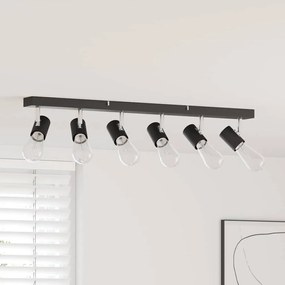 vidaXL Foco de Teto 6 Via Ajustável Preto E27