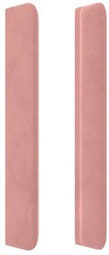 Cabeceira de cama c/ luzes LED veludo 147x16x118/128 cm rosa