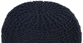 Pufe redondo em tricot preto 50 x 35 cm PRIENE Beliani