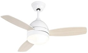 Ventilador de teto branco com impressão de madeira 96cm com controle remoto - Rotar