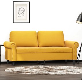 vidaXL Sofá de 2 lugares veludo 140 cm amarelo
