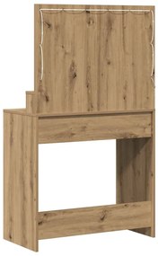 Mesa de Maquiagem vidaXL com Luzes LED em Carvalho Artisan 79x41x135 c