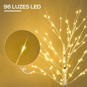 Árvore de Bétula Altura 150cm com 96 Luzes LED IP44 Branco Quente Ramo