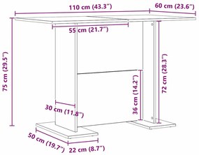 Mesa de Jantar vidaXL Branca 110x60x75 cm Madeira Engenharia
