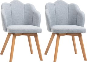 HOMCOM Cadeiras Sala de Jantar Estofada em Linho Sintético com Assento e Encosto Acolchoados Estilo Moderno 58x60x82 cm Azul Claro | Aosom Portugal