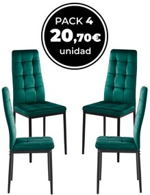 Pack 4 Cadeiras Lan Veludo - Verde