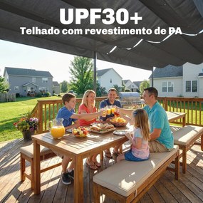 Pérgola com Teto Retrátil de Alumínio 588x297x230 cm Pérgola com Tecido de Poliéster Anti UV Pérgola de Jardim Cinzento Escuro