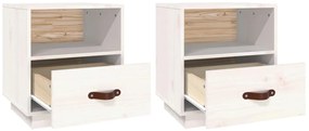 Mesas de cabeceira 2 pcs 40x34x45 cm pinho maciço branco