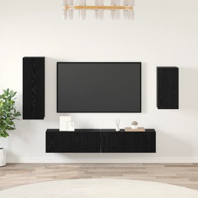 vidaXL Conjunto de Estante para TV com prateleira 4 pcs Carvalho Preto