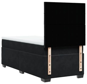 Cama com molas/colchão 90x200 cm veludo preto