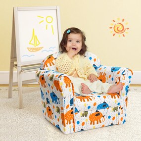 Sofá Infantil Cadeira de Elefante Infantil com Armação de Madeira para Quarto Infantil 50 x 37,5 x 43 cm