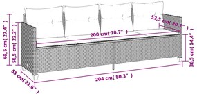 5 pcs conjunto de sofás p/ jardim com almofadões vime PE bege