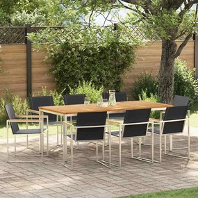Conjunto de Jantar de Jardim vidaXL de 9 Peças em Madeira de Teca Sólida