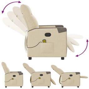 Poltrona de massagens reclinável tecido cor creme