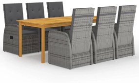 vidaXL 7 pcs conjunto de jantar de jardim cinzento