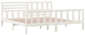 Estrutura de cama 200x200 cm madeira maciça branco